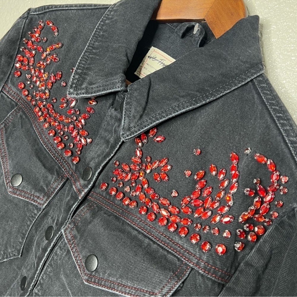 NWOT Free People Ruby Rebel Denim Black Jacket - Picture 6 of 14
